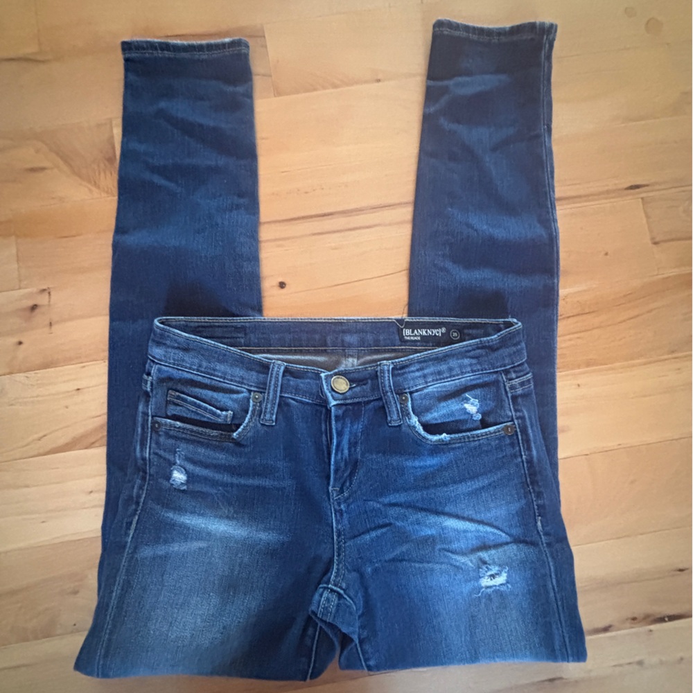 Blank NYC Dark Blue Distressed Skinny Jeans